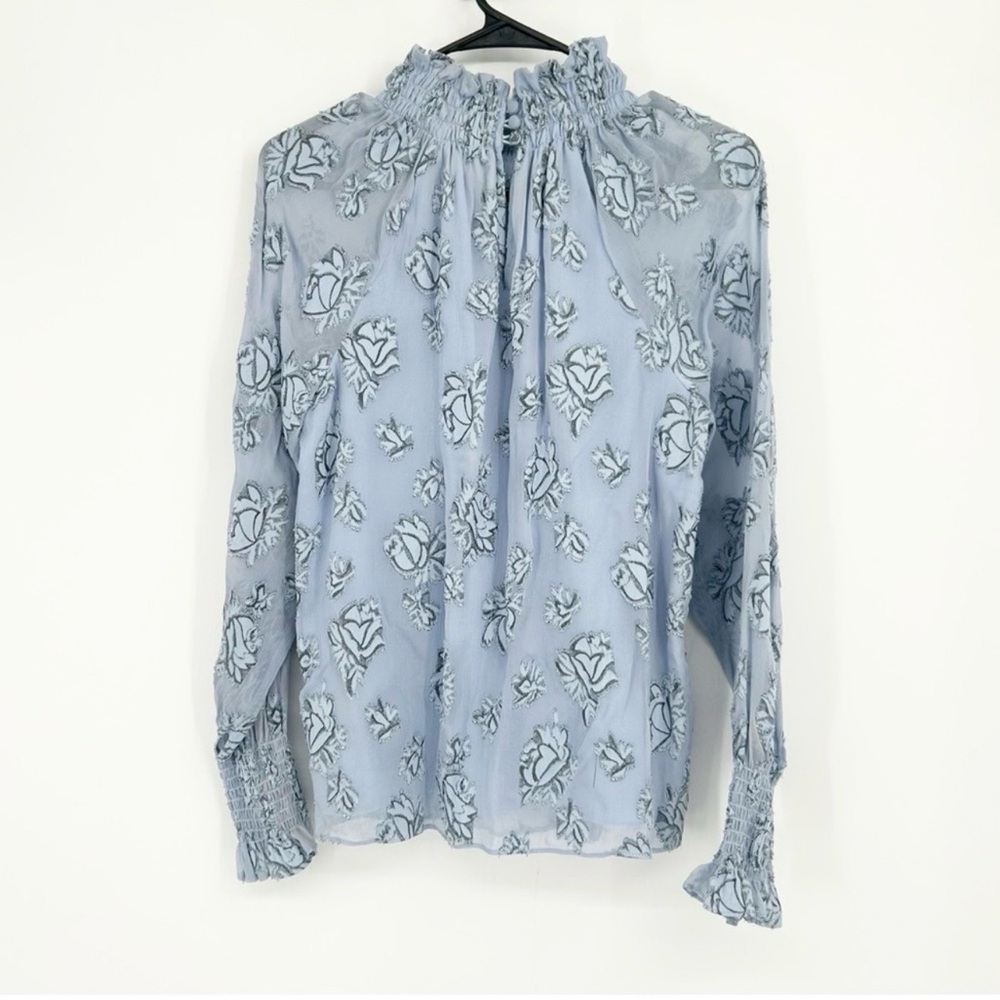 Rebecca Taylor lavender and black Floral Blouse-size 4 - Picture 7 of 11